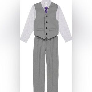 Calvin Klein grey/white/lavender 4pc vest suit sz 16
